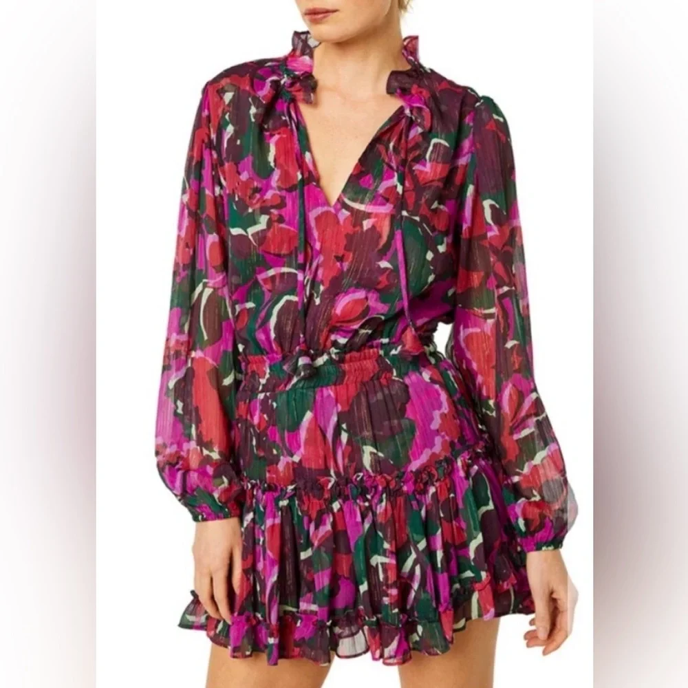 MISA Los Angeles Lorena mini dress Holiday Sparkle Abstract print Medium USA - Picture 1 of 16